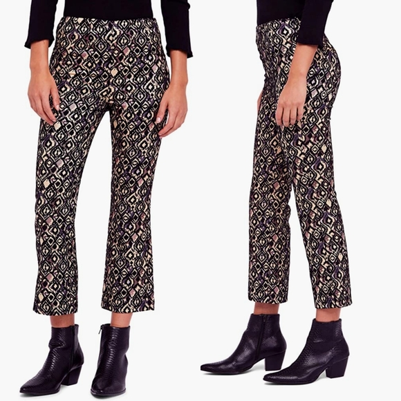 Free People Mod Metallic Jacquard Crop Pants Size 4